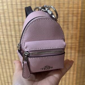 Coach Backpack Keychain Coin Case Bag Charm Pink F73754